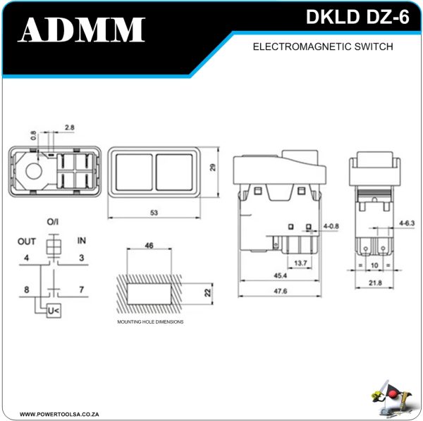 ADMM STOP/START SWITCH WITH NO-VOLT COIL 220V 15AMP - 4     PIN